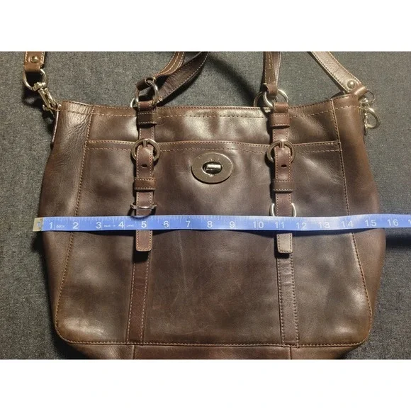 Coach Soft Dark Brown Leather 2 Way Chelsea Tote Bag Purse Crossbody F14015 - Picture 14 of 16